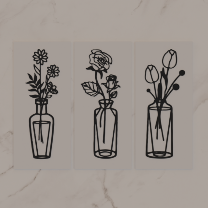 Elegant Blooms" Vase Trio Wall Art Set - A Floral Tribute to Timeless Beauty