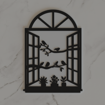 Birds on a Branch Window View Wall Art